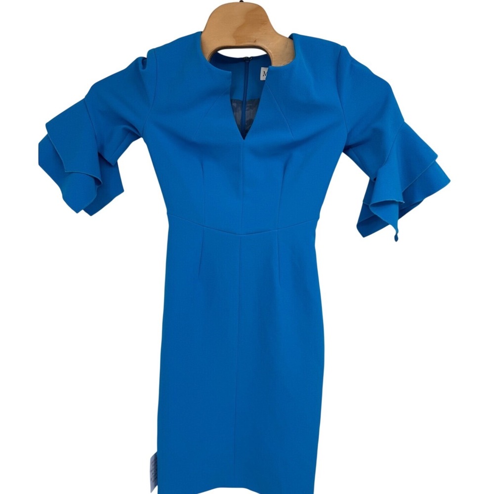 Mellaris Susan Dress Shift Blue‎ 1/4 Sleeves Ruffles NWT Sz 4(us) 8(uk)